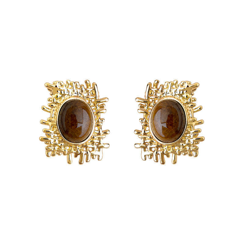 C관 - 호안석 비정형 망사 디자인 925 은침 귀걸이 [6977] 25.10-5