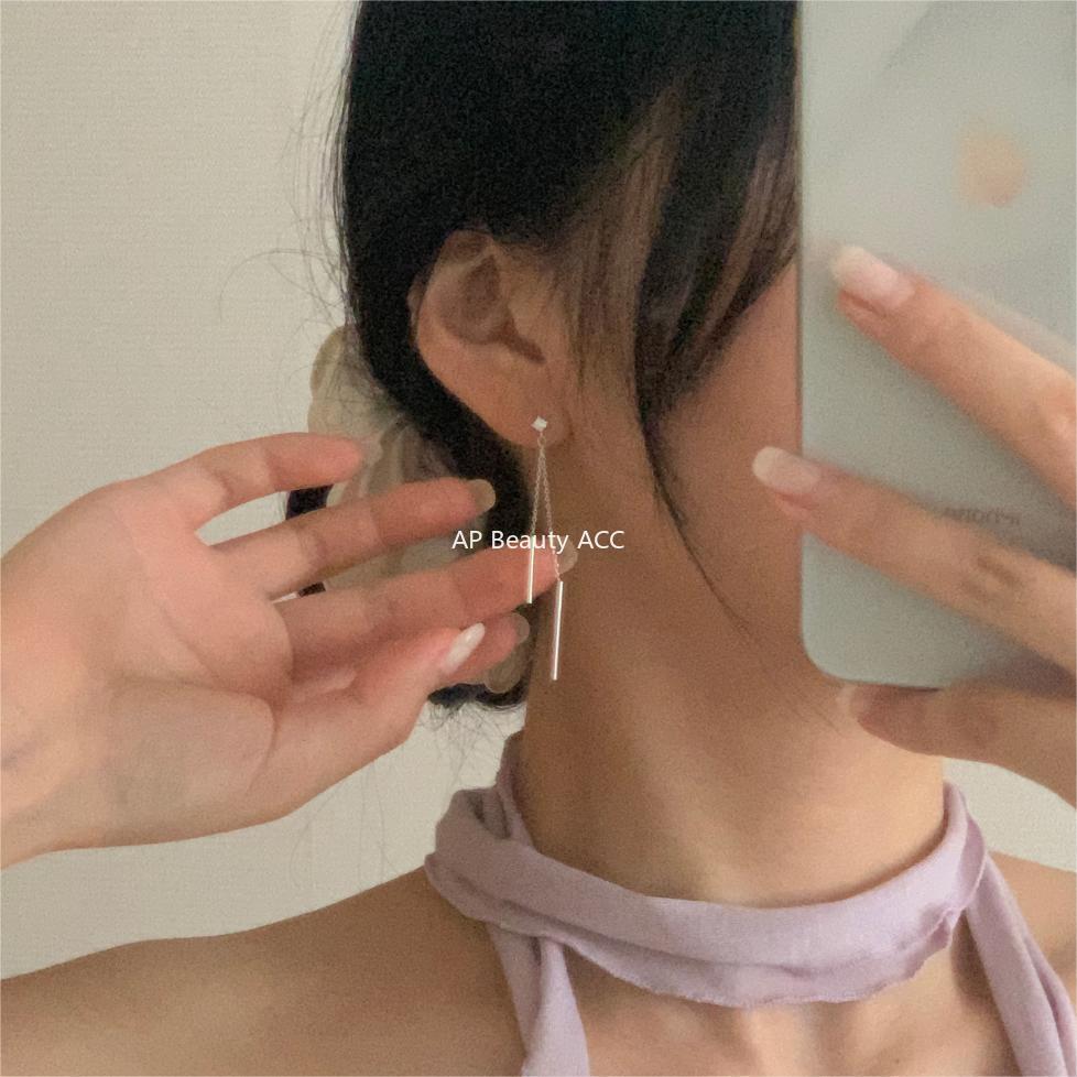 F관 - 925 실버 롱 체인 태슬 귀걸이 [C1189] 25.12-3