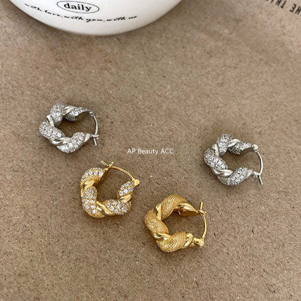 A관 - 925 은침 큐빅 크루아상 모양 후프 귀걸이 [EH-4116] 25.10-5