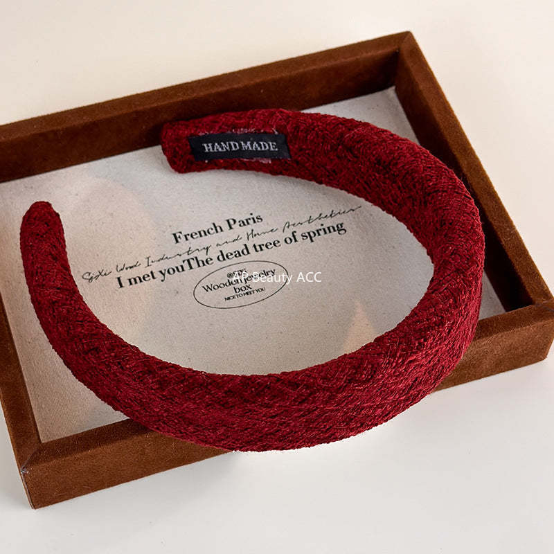 E관 - 레드 모직 스펀지 와이드 머리띠 [27747] 25.12-1