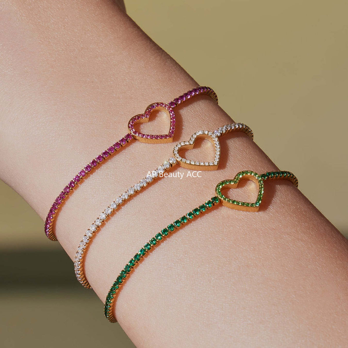 D관 - 스테인리스 스틸 풀큐빅 하트 체인 귀걸이 목걸이 팔찌 [TXP455] 25.10-4