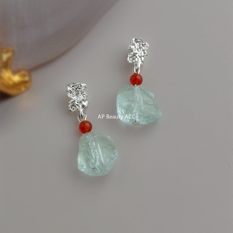 C관 - 핸드메이드 천연 크리스탈 925 은침 귀걸이 [6921] 25.10-3
