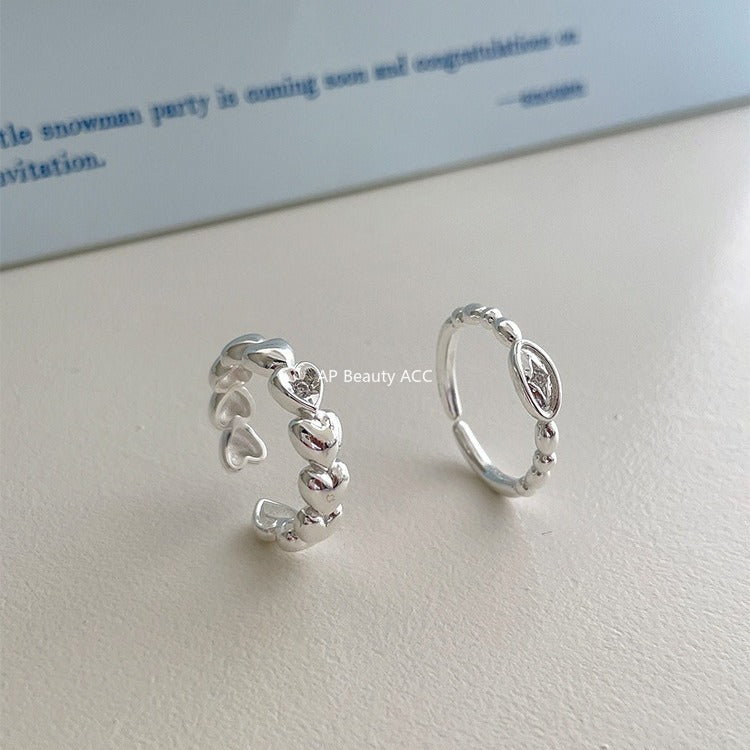 A관 - 925 실버 하트 별 큐빅 오픈형 반지 [JZ-0719] 25.11-1