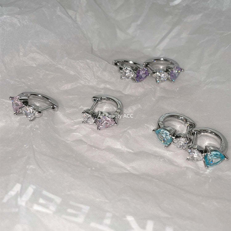 A관 - 투톤 하트 큐빅 티타늄 스틸 귀걸이 [EH-4331] 25.12-2