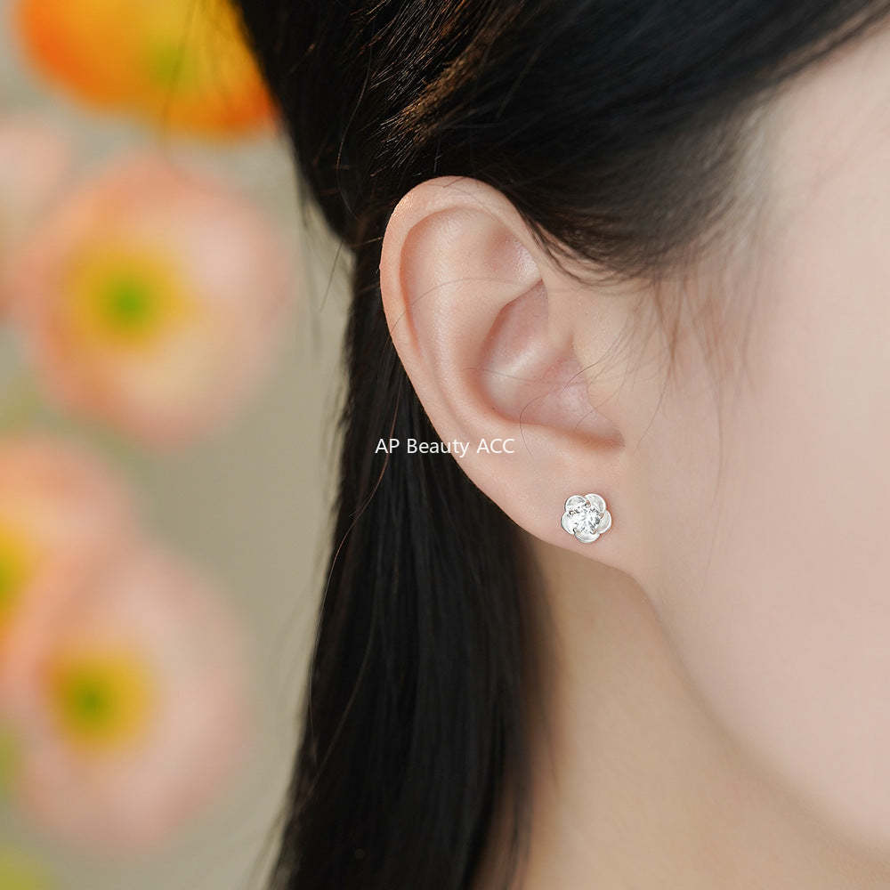 B관 - 999 실버 플라워 큐빅 귀걸이 [YC3124E_2] 25.11-4