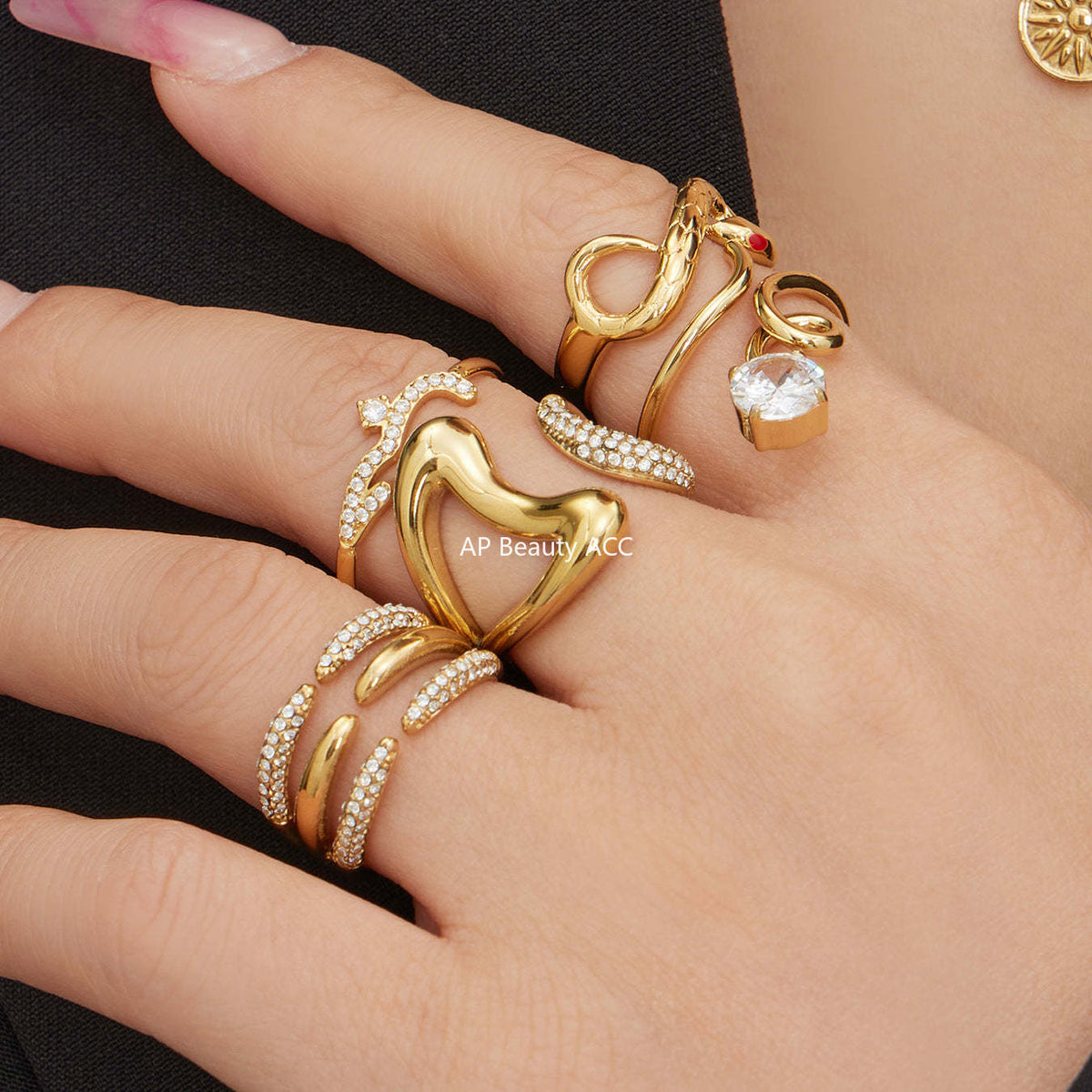 D관 - 스테인리스 스틸 18K 도금 미니 큐빅 오픈형 반지 [A382-A-A622-A674] 25.12-3