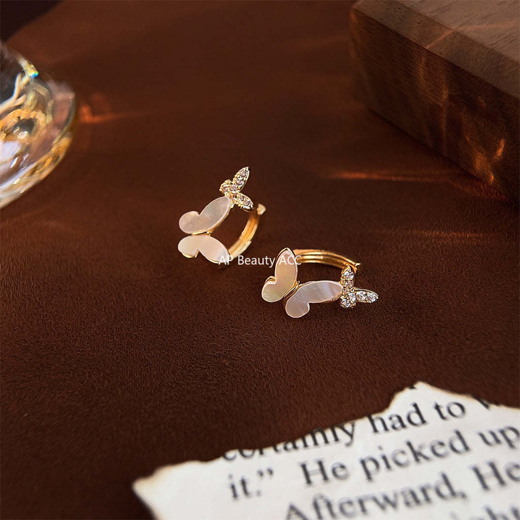 C관 - 미니 큐빅 진주 오일 코팅 14K 도금 귀걸이 [4056] 24.05-4