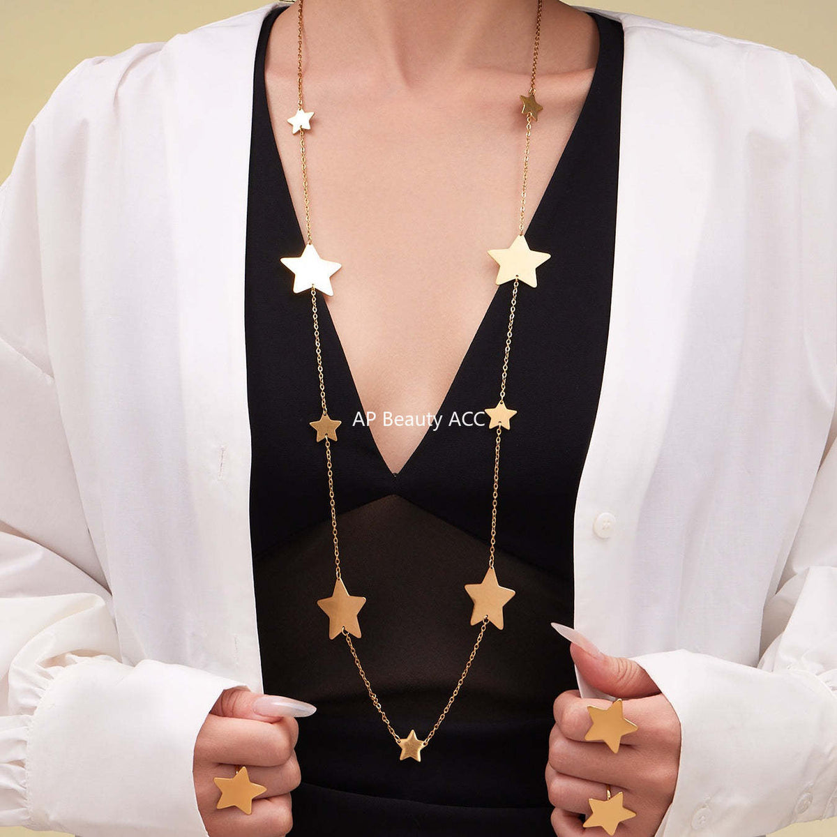 D관 - 스테인리스 18K 도금 별 디자인 목걸이 귀걸이 반지 [TXP457] 25.10-5