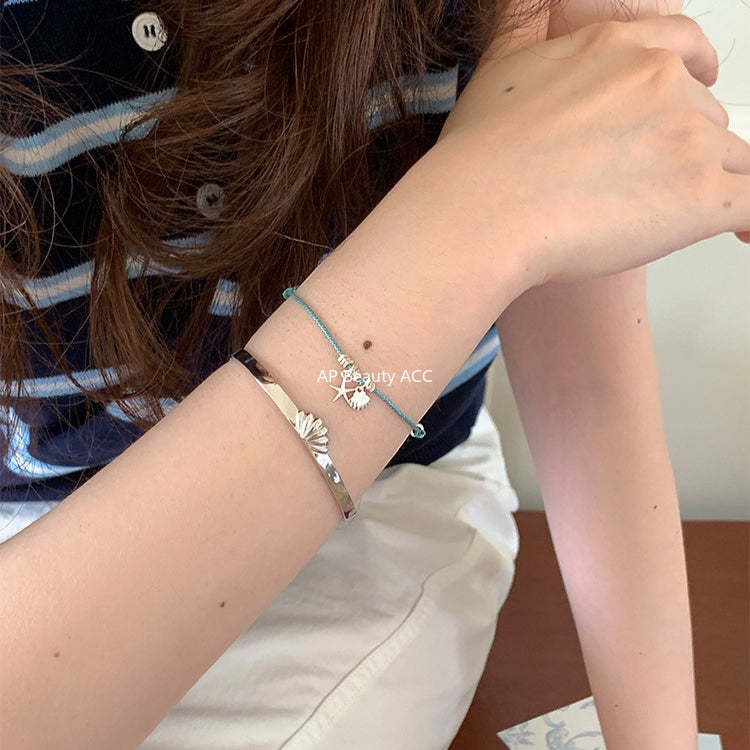 A관 - 불가사리 조개 925 실버 스트랩 팔찌 [SL-488] 25.12-1