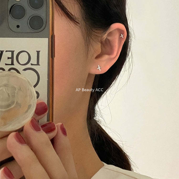 A관 - 925 실버 학 디자인 피어싱 귀걸이 [EH-4327] 25.12-1