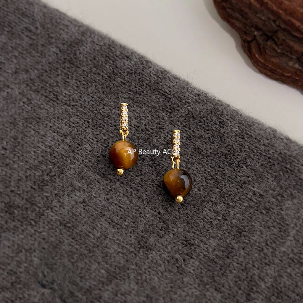 C관 - 925 은침 호안석 미니 큐빅 귀걸이 [7062] 25.11-2