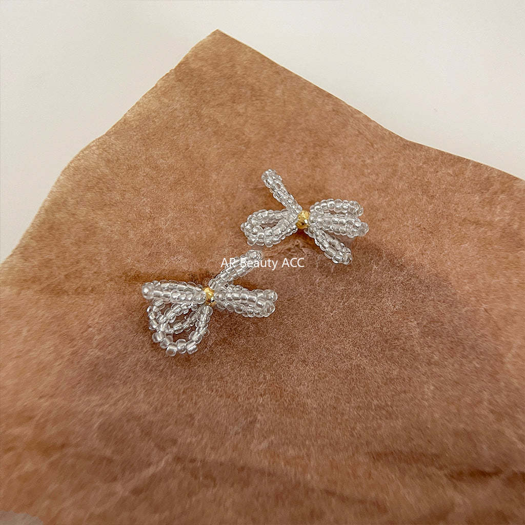 C관 - 14K 도금 글라스 크리스탈 나비 핸드메이드 디자이너 귀걸이 [4498] 24.07-2