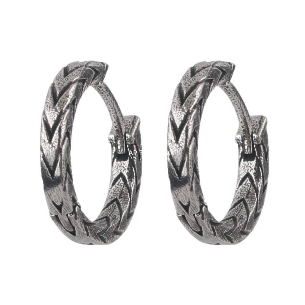 G관 - 태국 실버색 샌딩 링 귀걸이 [ES978] 25.10-1