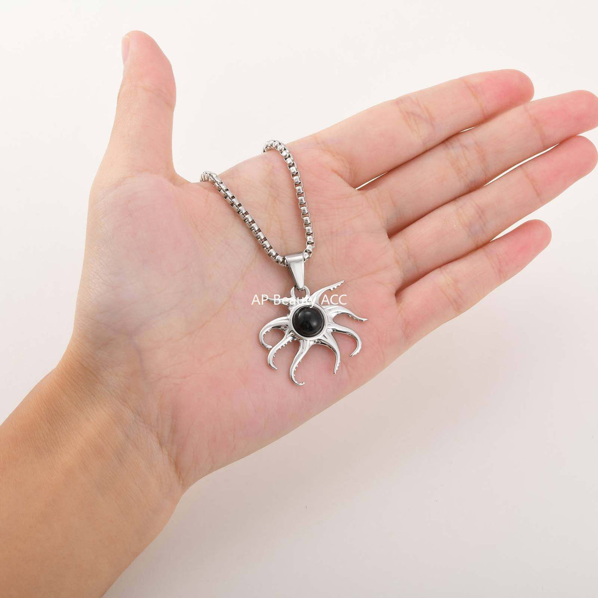 G관 - 스테인리스 스틸 블랙 오닉스 문어 펜던트 목걸이 [PN-2220] 25.12-2