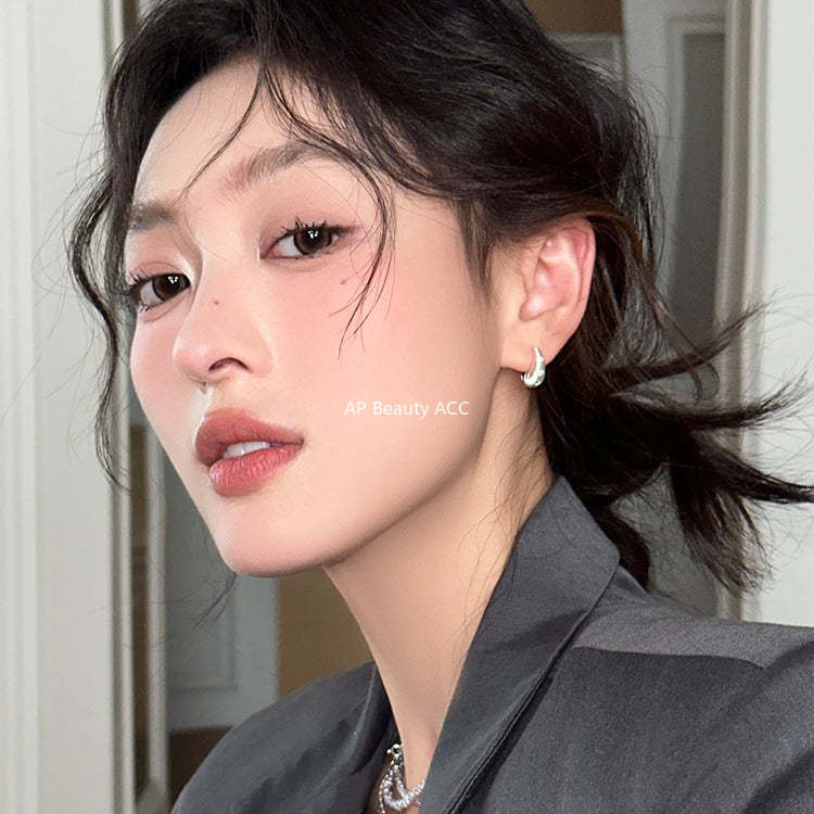 A관 - 세로 줄무늬 팔각별 큐빅 후프 귀걸이 [EH-4097] 25.12-1