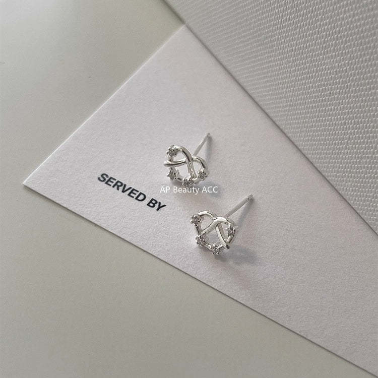A관 - 999 실버 프레즐 모양 큐빅 귀걸이 [EH-3307.sj] 25.12-1