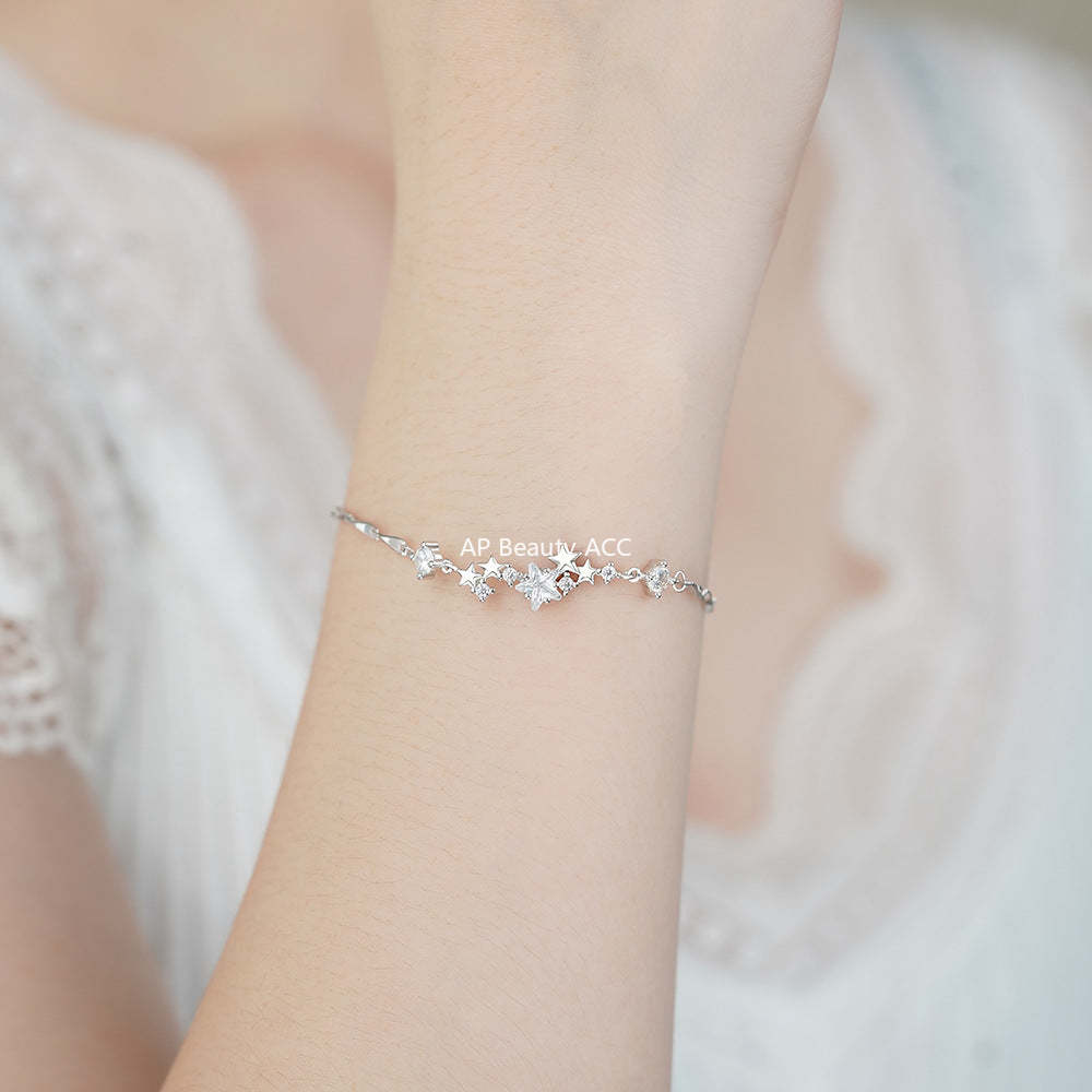 B관 - 925 실버 은하수 별 큐빅 팔찌 [YC5136SL_1] 25.12-3