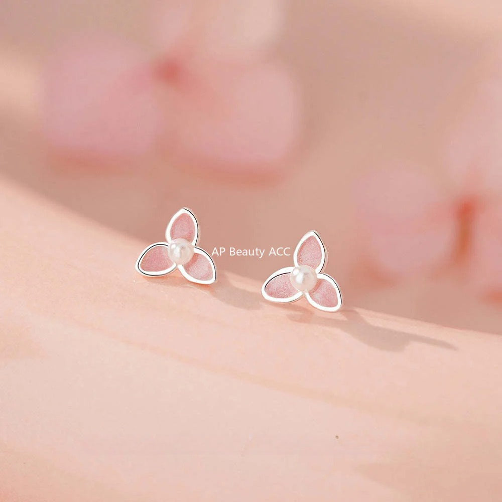 B관 - 999 실버 플라워 진주 귀걸이 [YC4125E_1] 25.12-1