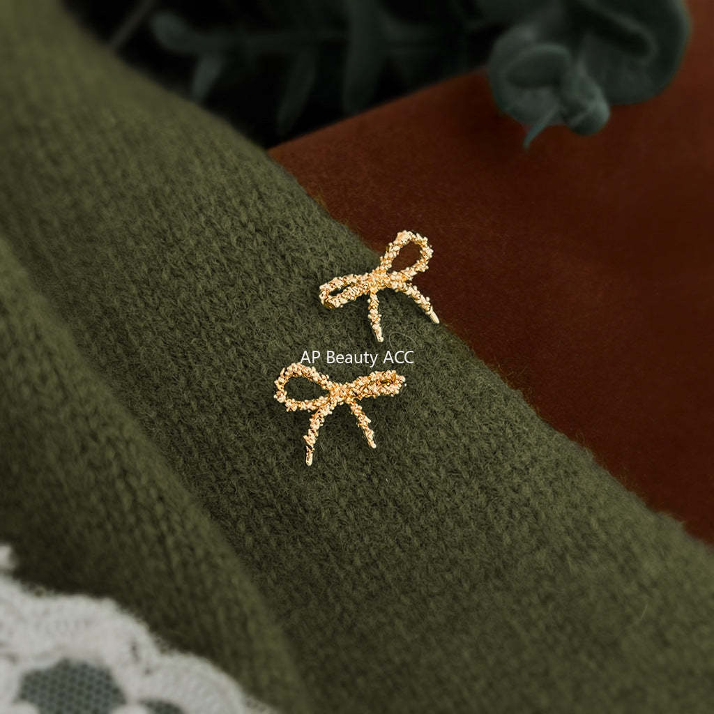 C관 - 925 은침 리본 모양 스터드 귀걸이 [6984] 25.10-5