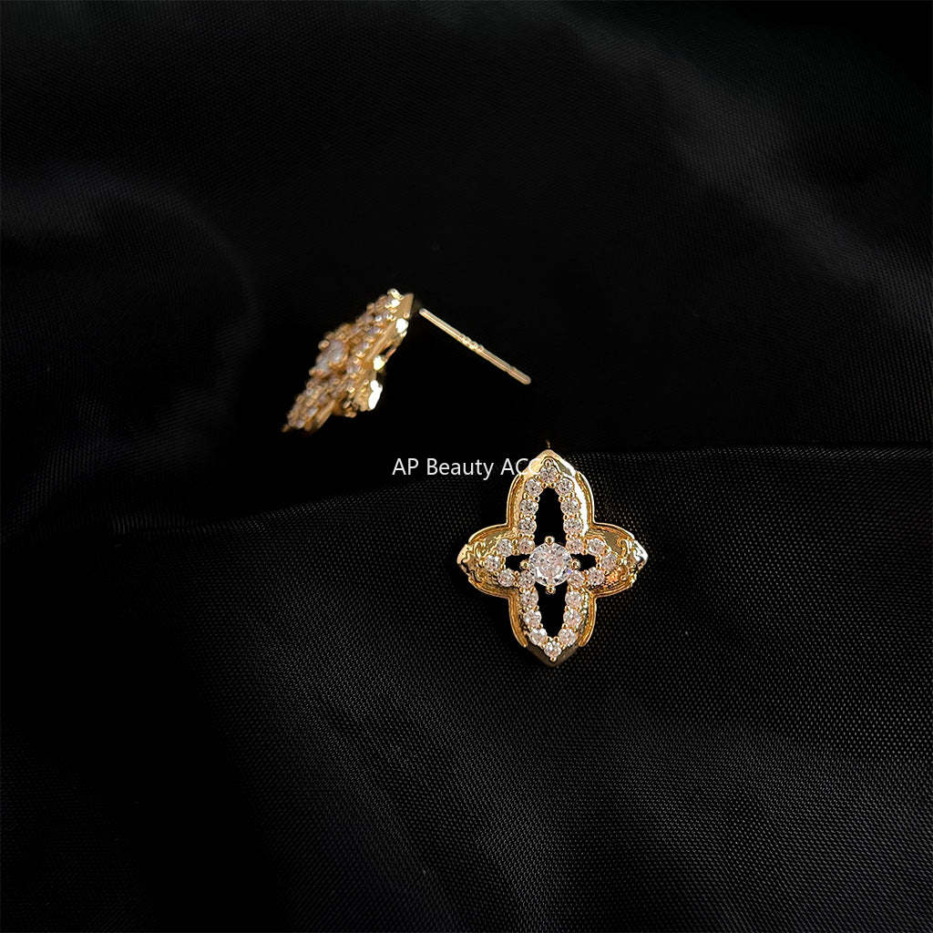 C관 - 별 네잎클로버 큐빅 14K 도금 925 은침 이어커프 귀걸이 [6012-6013] 25.06-2