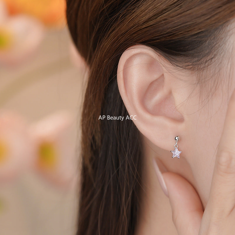 B관 - 925 실버 별 모양 큐빅 드롭 스터드 귀걸이 [YC5998E_1] 25.11-2