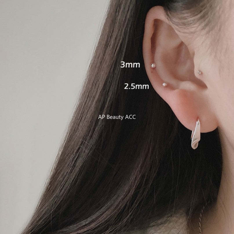 F관 - 925 실버 비즈 피어싱 귀걸이 [C876] 25.12-1