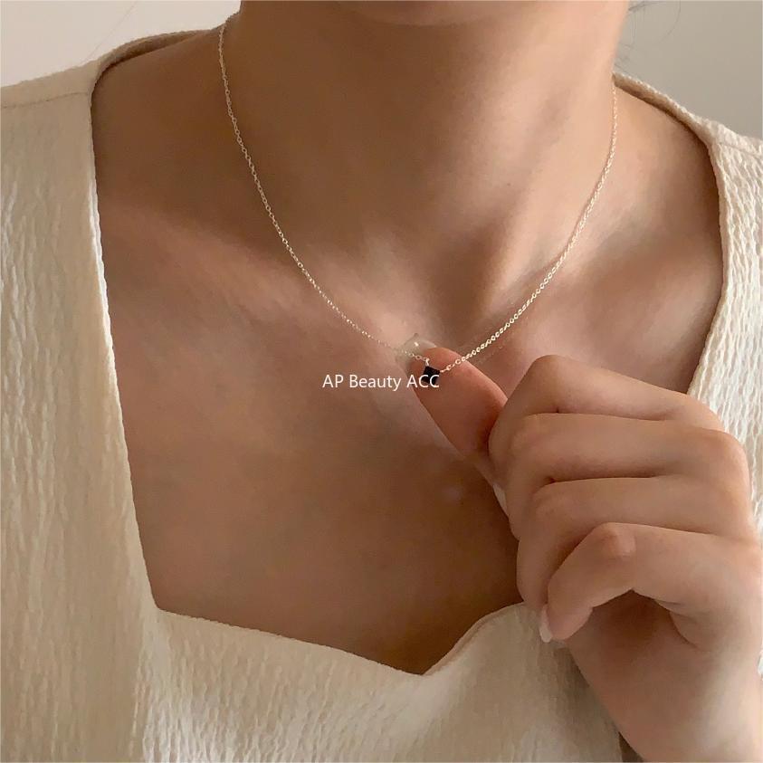 F관 - 925 실버 사각 큐빅 펜던트 목걸이 [B1197] 25.12-2