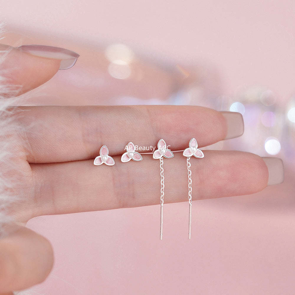 B관 - 999 실버 플라워 진주 귀걸이 [YC4125E_1] 25.12-1