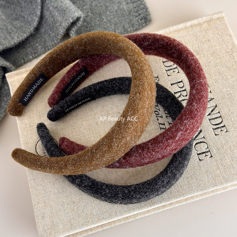 E관 - 겨울 컬러 펠트 패브릭 볼륨 머리띠 [26247-2] 25.11-2
