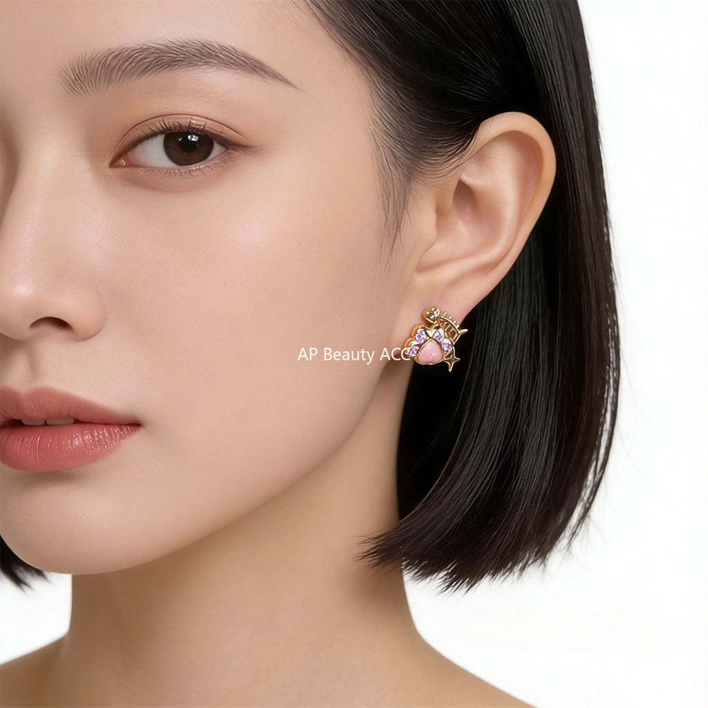 C관 - 925 은침 고양이 발 물고기 큐빅 귀걸이 [7223] 25.12-3