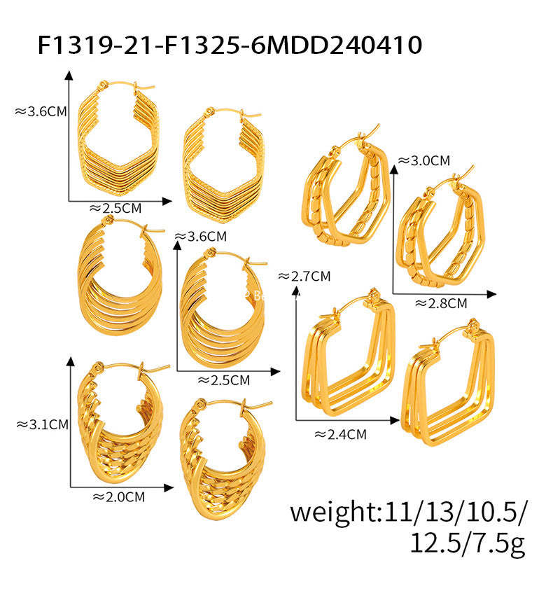 D관 - 티타늄 스틸 레트로 다층 오픈워크 기하학 귀걸이 [F1319-21-25-26] 24.04-3