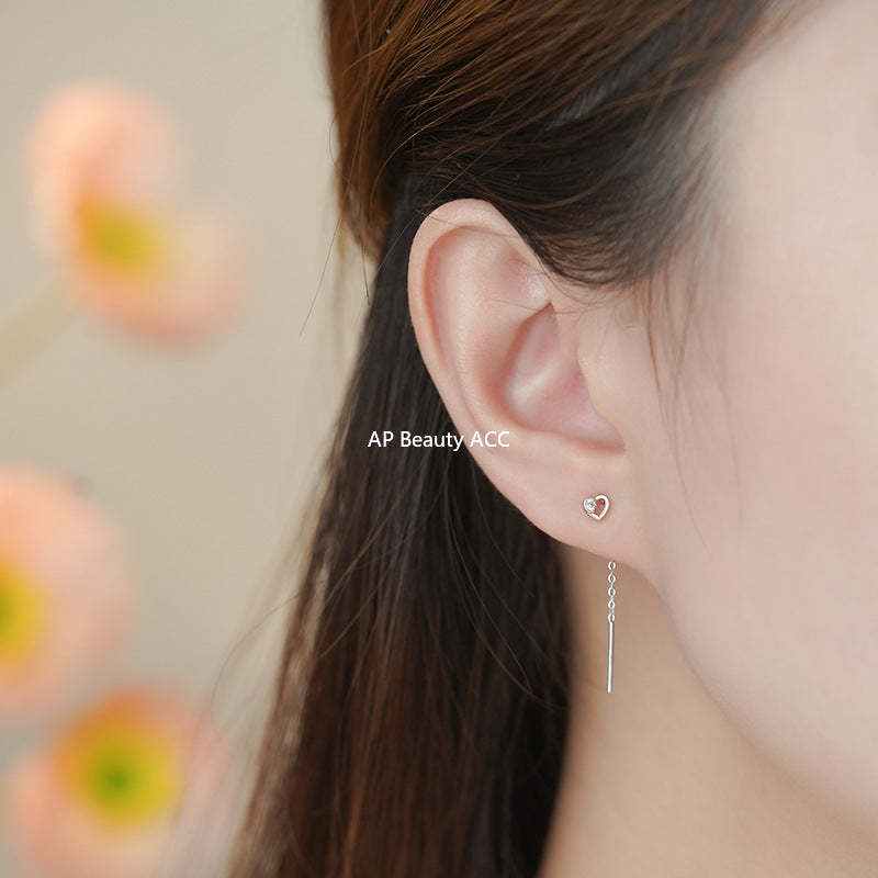 B관 - 925 실버 하트 큐빅 드롭 귀걸이 [YC2766E_1] 25.11-1