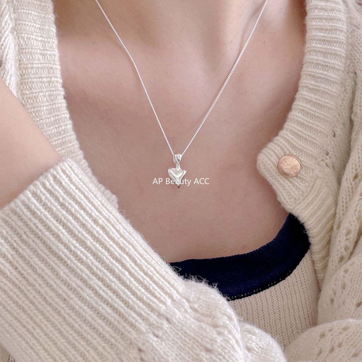 F관 - 925 실버 비정형 하트 펜던트 목걸이 [B1195] 25.12-2