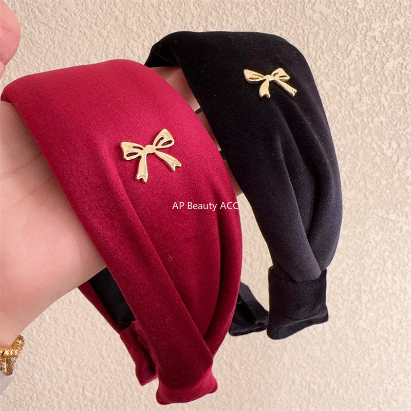 E관 - 가을겨울 벨벳 리본 디자인 와이드 머리띠 [27731] 25.11-4