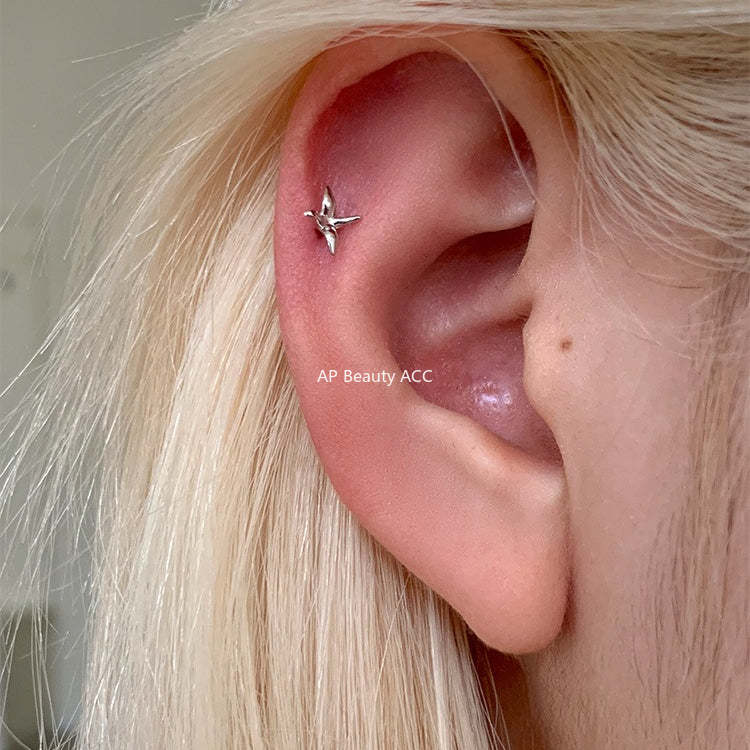 A관 - 925 실버 학 디자인 피어싱 귀걸이 [EH-4327] 25.12-1