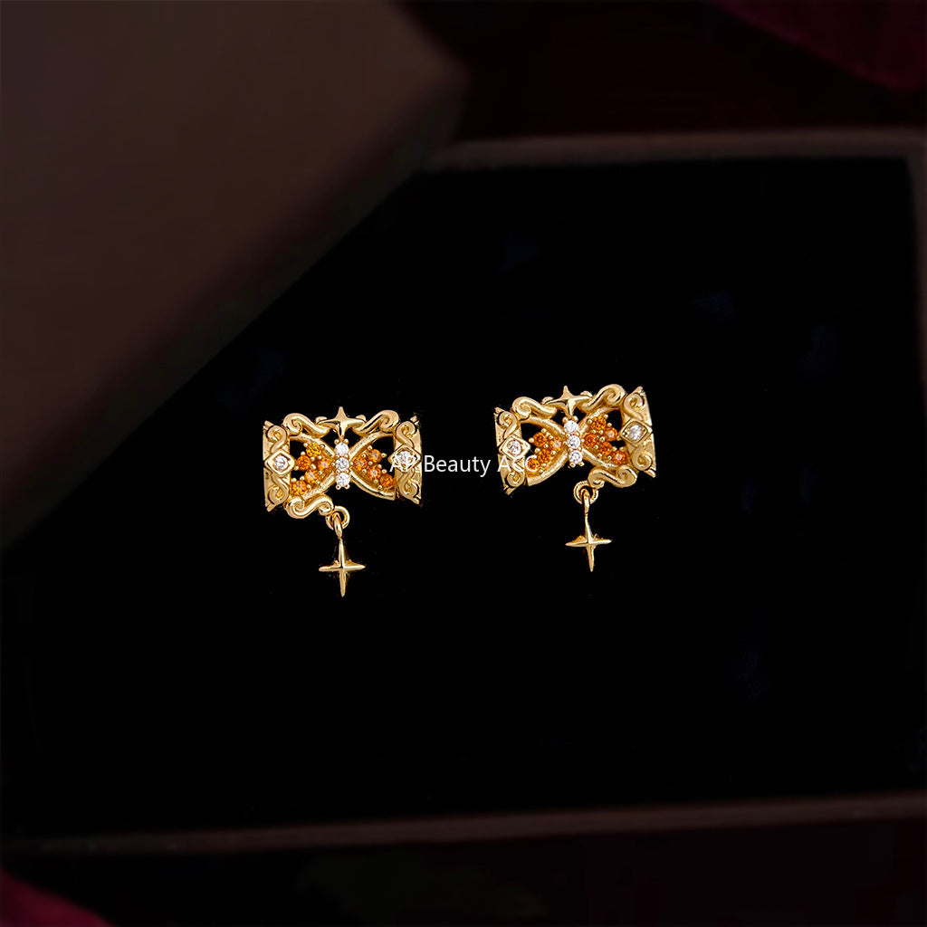 C관 - 925 은침 별 모래시계 디자인 큐빅 귀걸이 [6907] 25.10-2