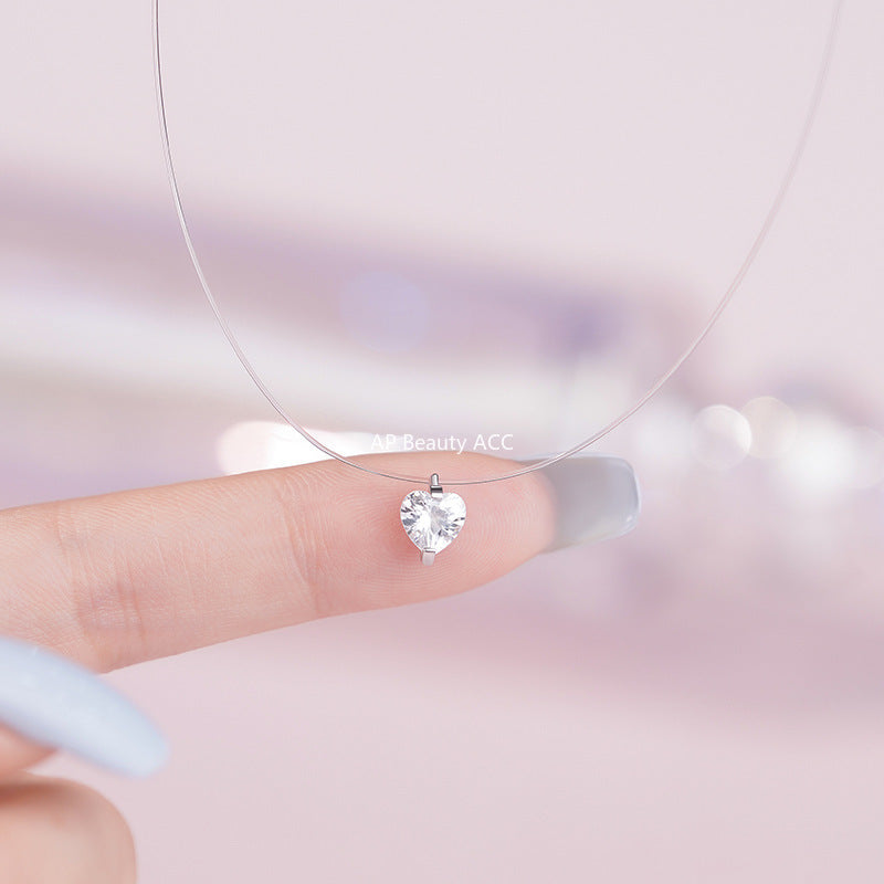 B관 - 999 실버 하트 펜던트 우레탄줄 목걸이 [YC2764N_1] 25.10-1