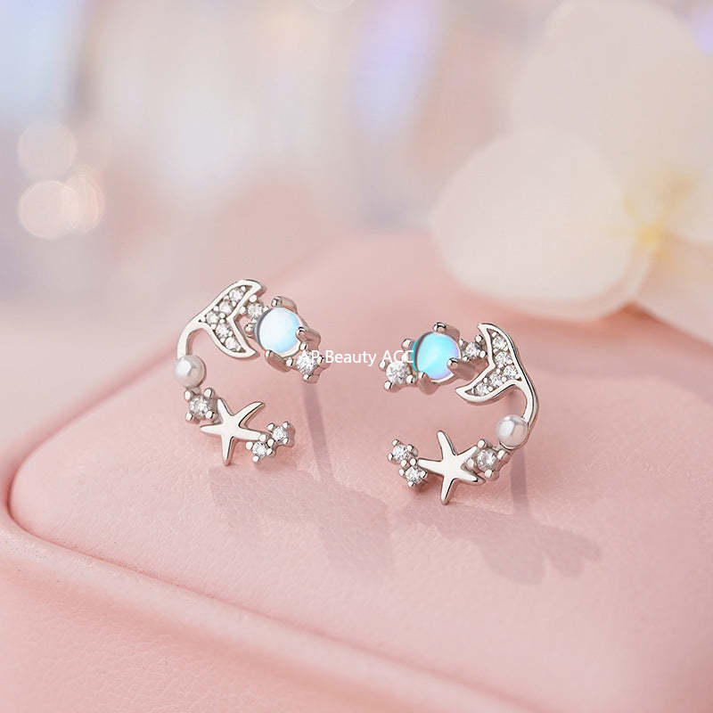 B관 - 999 실버 별빛 물고기꼬리 디자인 귀걸이 [YC2204E_1] 25.11-1