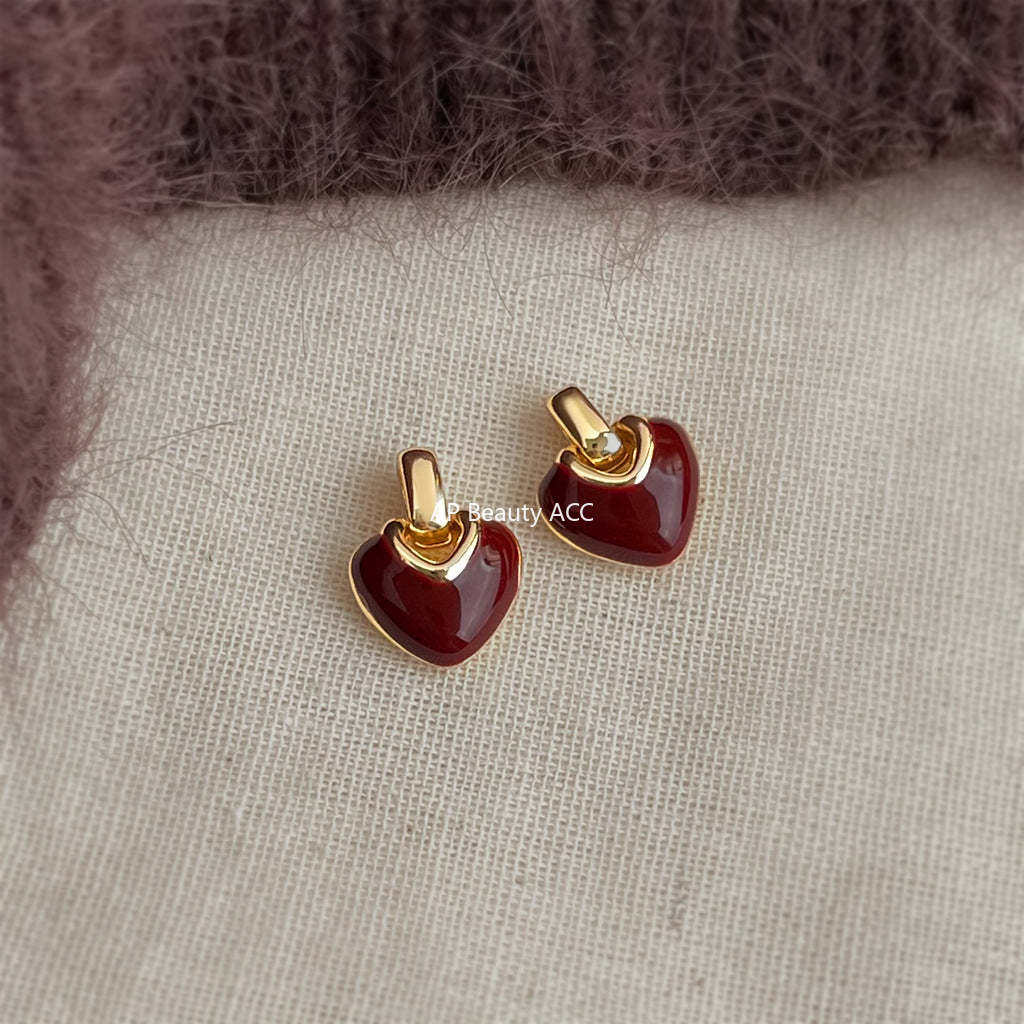 C관 - 925 은침 하트 핸드 페인팅 귀걸이 [7256-7257] 25.12-3