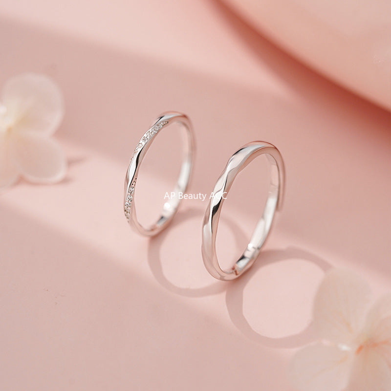 B관 - 999 실버 뫼비우스 큐빅 디자인 커플 반지 [YC5051R_1] 25.11-1