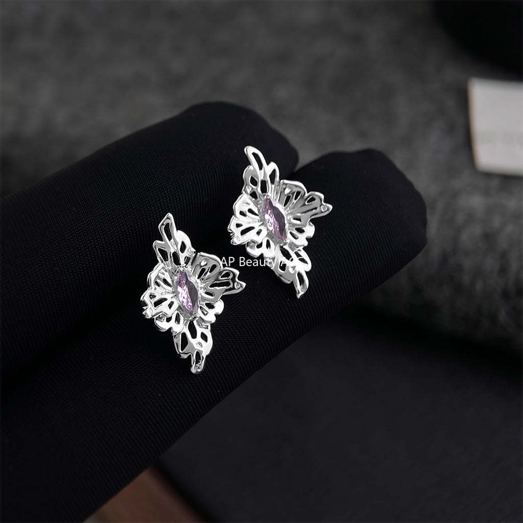 C관 - 925 은침 입체 플라워 큐빅 귀걸이 [7243] 25.12-3