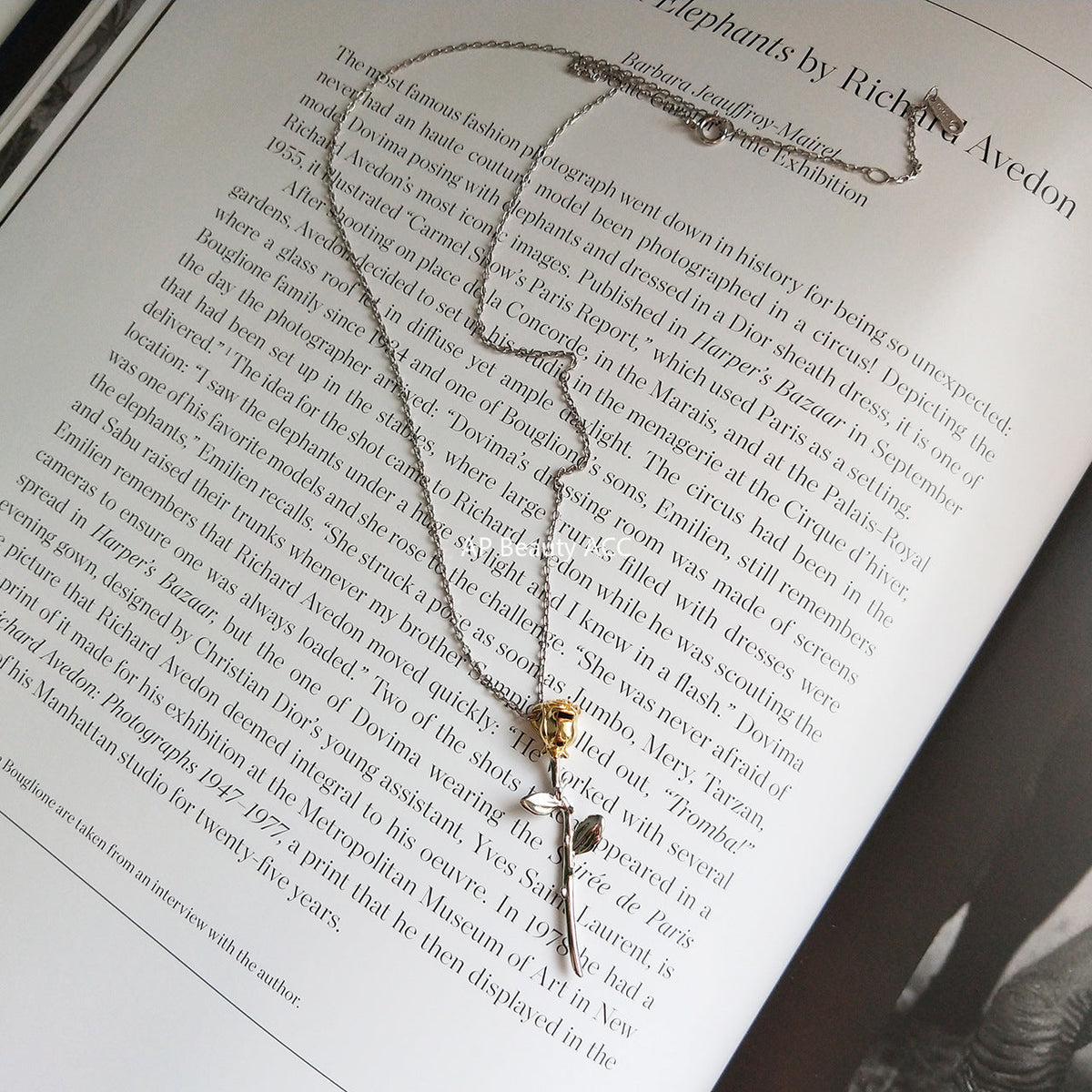 F관 - 925 실버 장미 플라워 펜던트 목걸이 [B366] 25.10-3