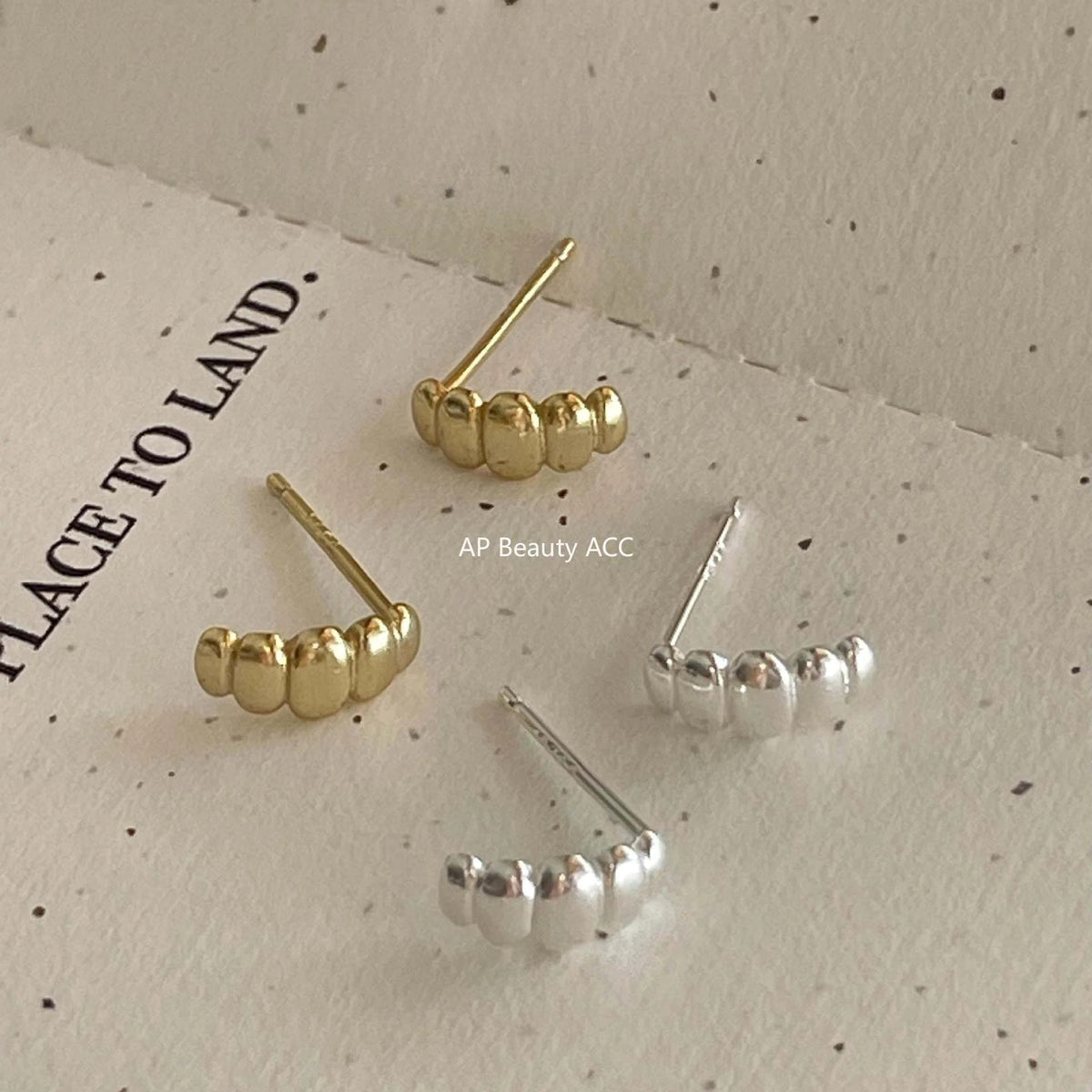 F관 - 925 실버 타원형 크루아상 모양 귀걸이 [C1376] 24.12-3