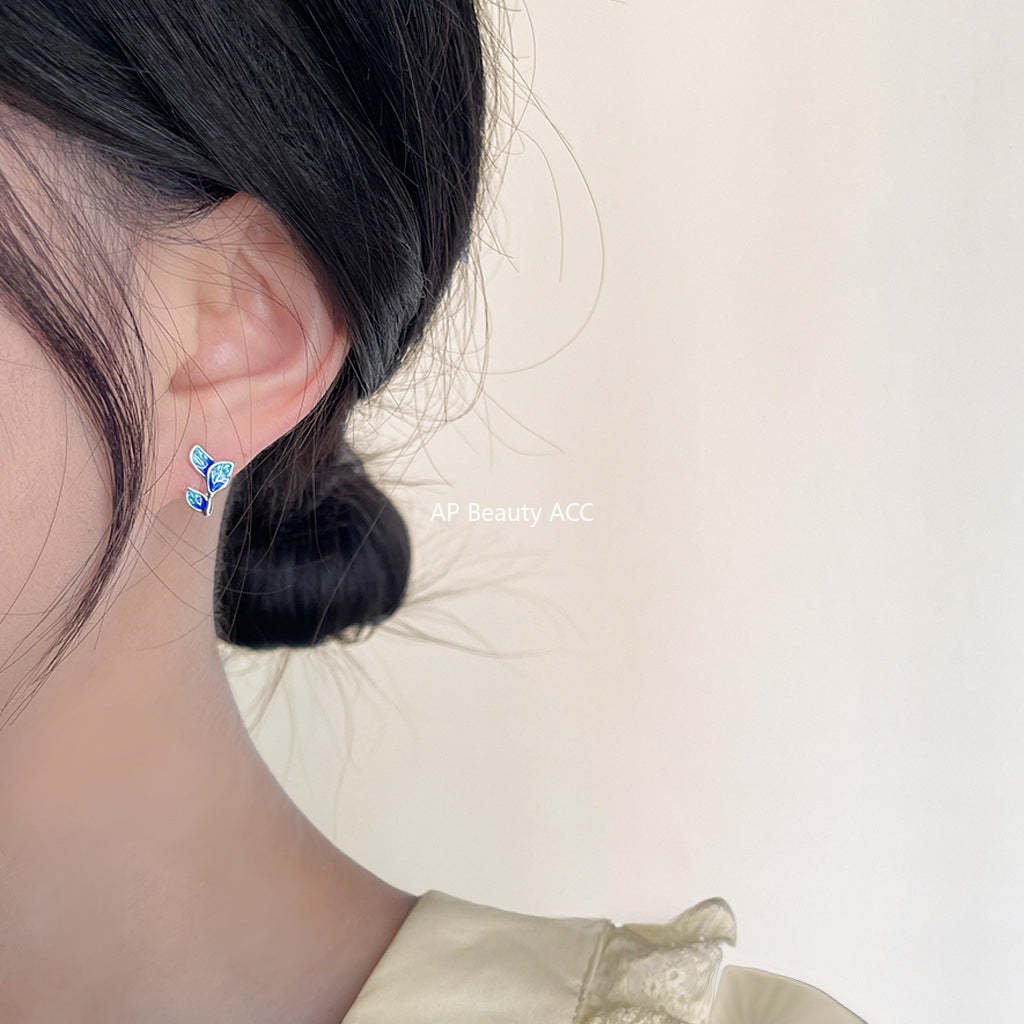 C관 - 간결한 잎사귀 은침 귀걸이 [3981] 24.05-5