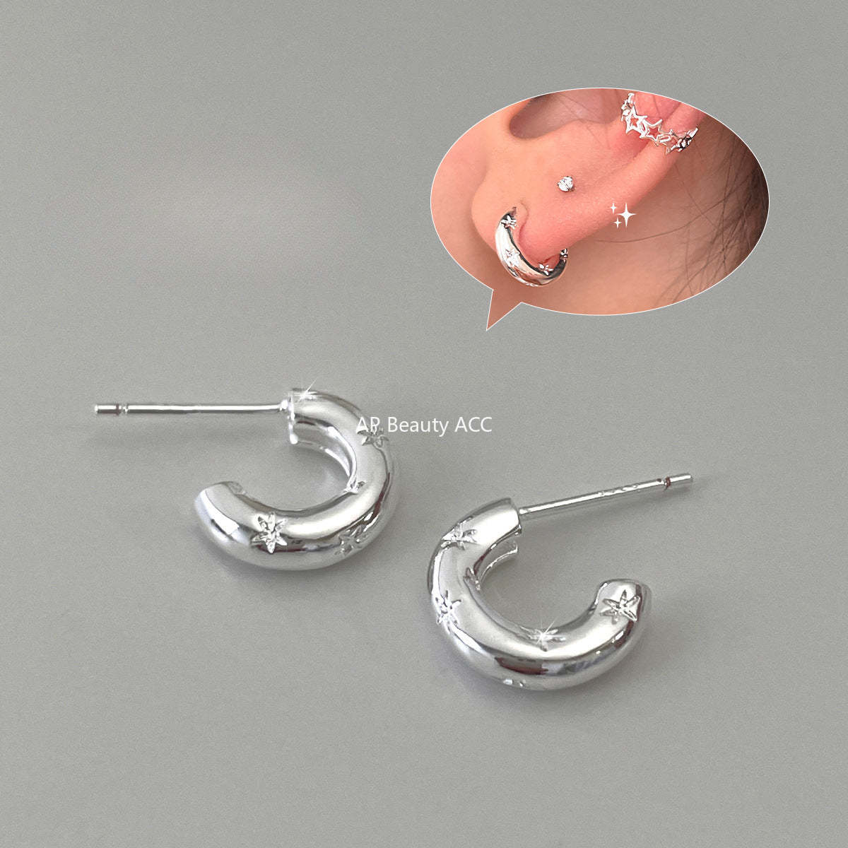 A관 - 별 925 은침 C형 디자인 귀걸이 [EH-3732] 25.07-2