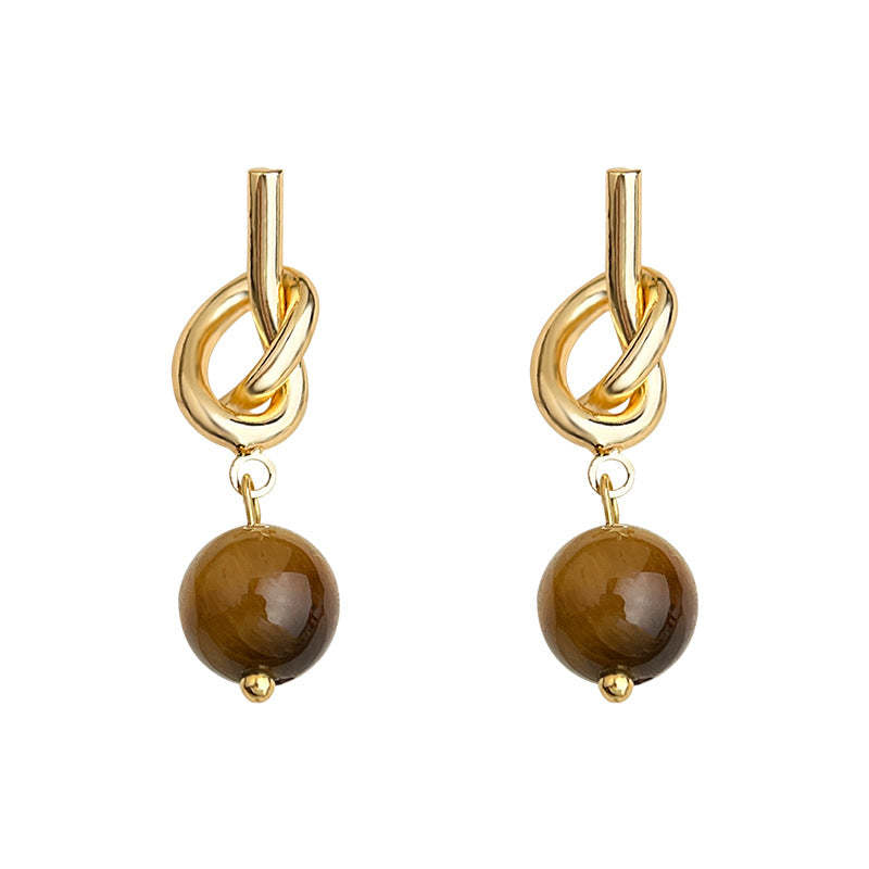 C관 - 핸드메이드 호안석 매듭 925 은침 귀걸이 [6810] 25.09-4