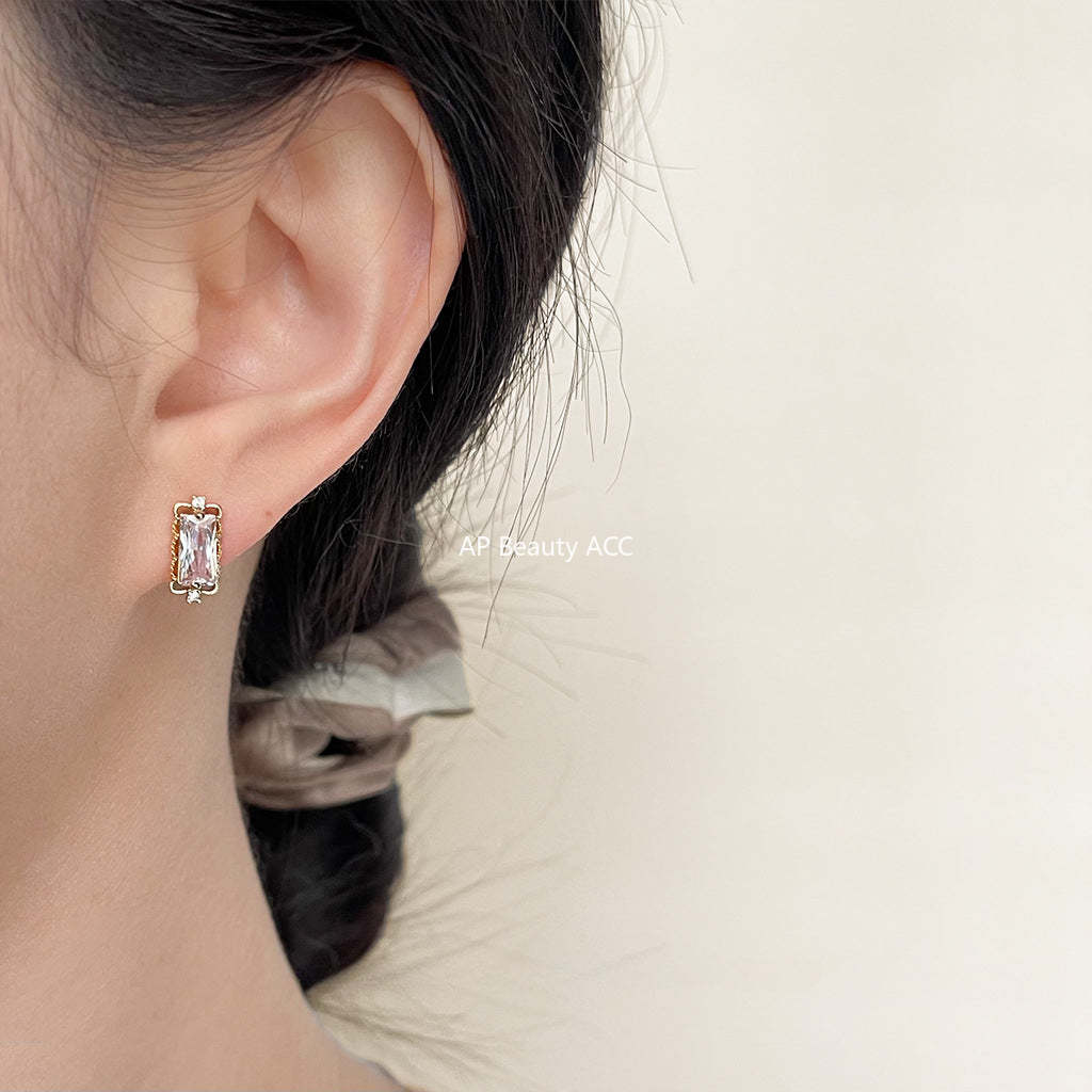 C관 - 프렌치 복고풍 레이스 가장자리 14K 도금 은침 귀걸이 [3877] 24.05-1