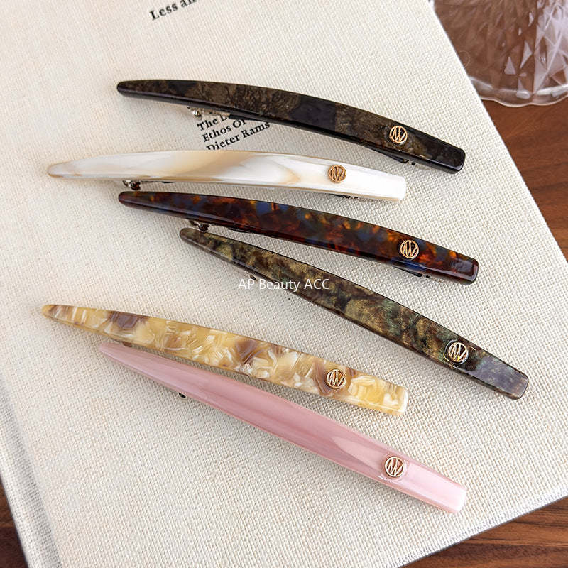 E관 - 일자형 골드 포인트 셀룰로이드 스프링 헤어핀 [27606] 25.10-4