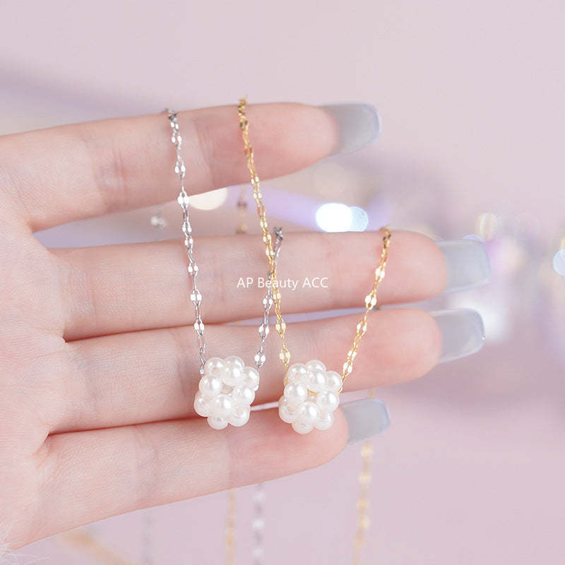 B관 - 925 실버 플라워 진주 볼 목걸이 [YC2663N_1] 25.09-4