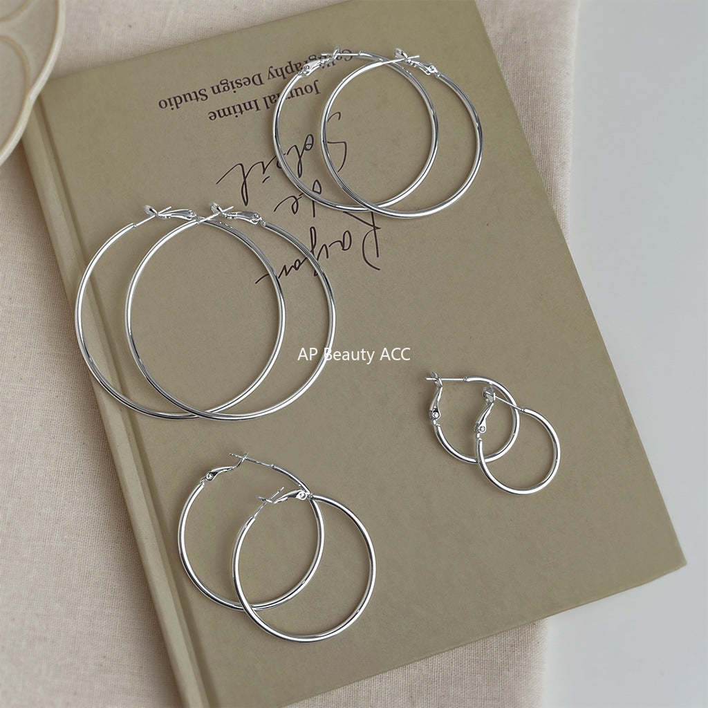 C관 - 와이드 원형 디자인 925 은침 링 귀걸이 [7120-7131] 25.11-3